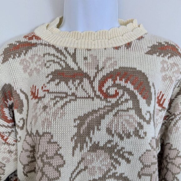 Vintage 1980s Carriage Court 100% Acrylic Granny Sweater Scalloped Collar USA - Picture 7 of 10